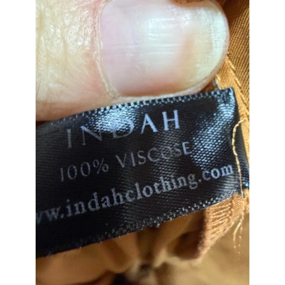 NWT Indah Agent S Pants Womens Small Honey Viscose‎ Pleated Tie Waist Boho Chic